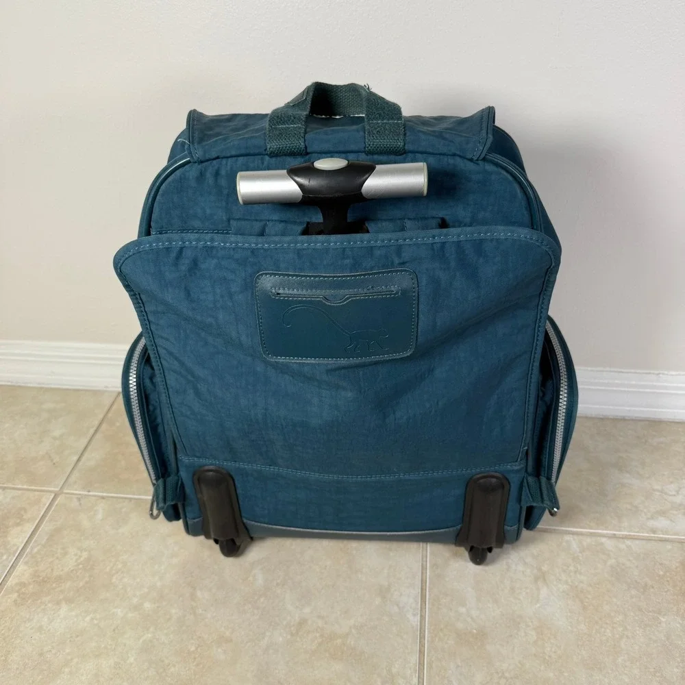 Kipling Alcatraz Rolling Backpack Unisex Large Teal Blue Convertible Laptop Bag